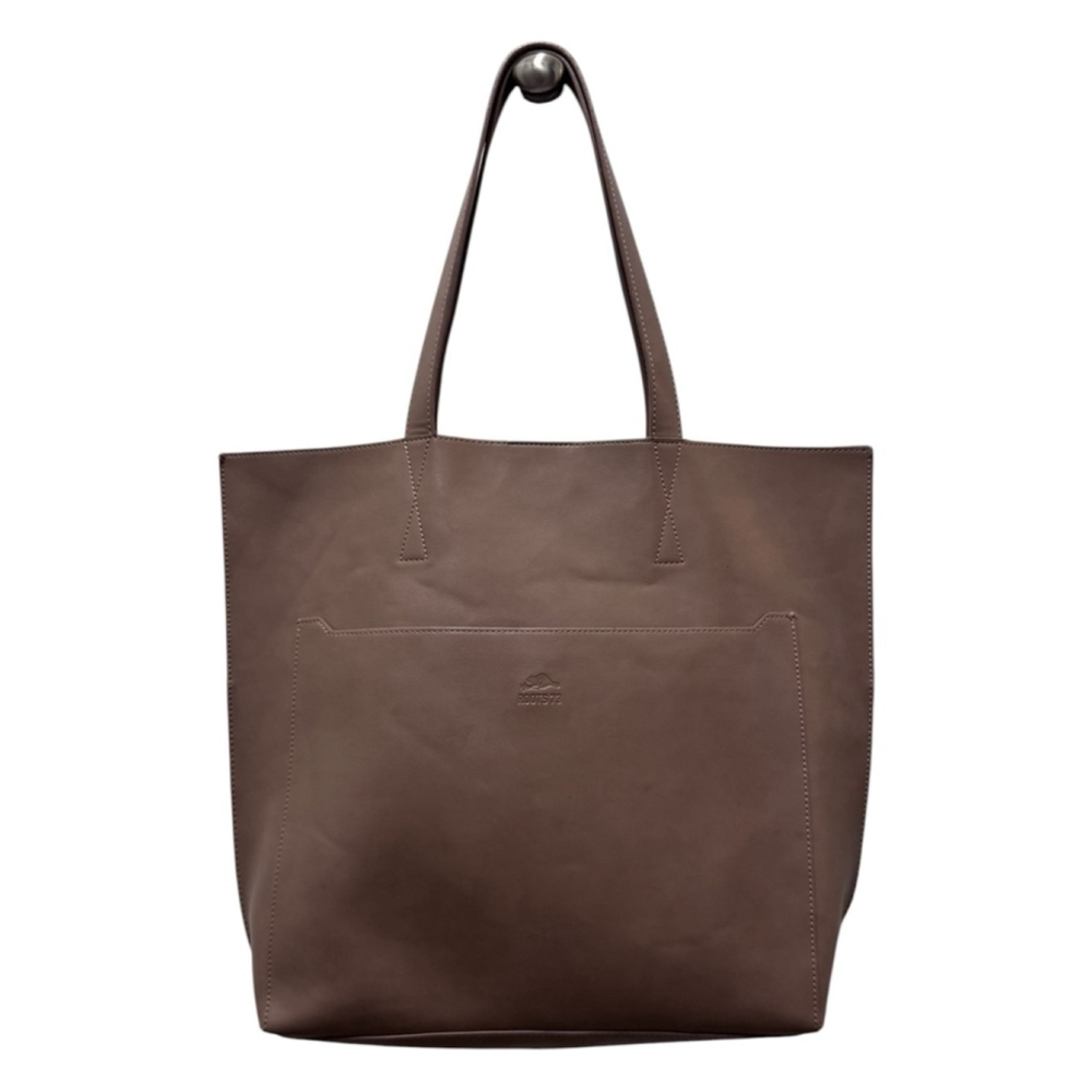 Roots Leather Tote Bag Minimalist Brown Shopper
